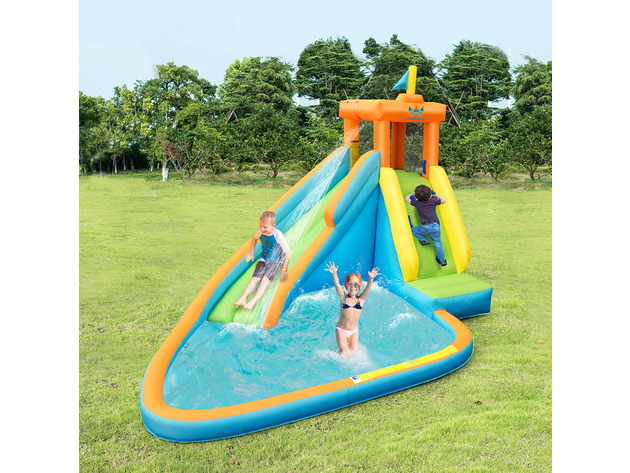 Costway Kids Bounce House Castle Splash Water Pool W/ 740W Blower 