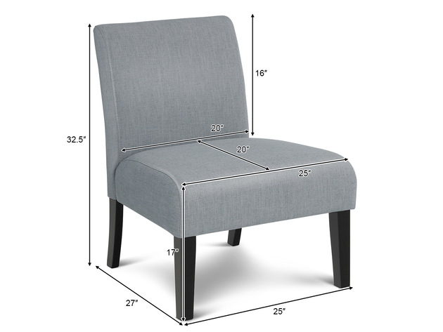 Costway Armless Accent Chair Fabric Leisure Chair Single Sofa w/Rubber Wood Legs - Gray