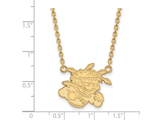 14k Yellow Gold Wichita State Large Shocker Pendant Necklace