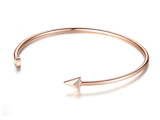 Genuine Diamond Arrow Rose Gold Bangle