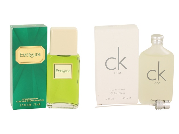 Gift set  EMERAUDE by Coty Cologne Spray 2.5 oz And a bottle of CK ONE Eau De Toilette Pour/Spray (Unisex) 1.7 oz