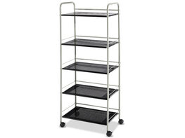 Costway 5 Tiers Garage Kitchen Storage Cart Rack Mesh Shelf Utility Cart White Black - White&Black