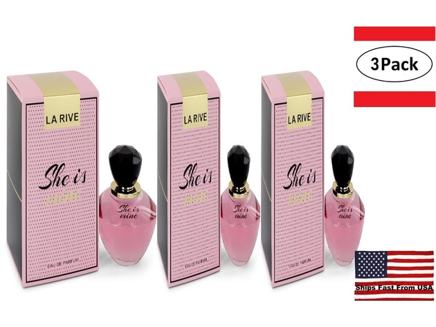 3 Pack La Rive She is Mine by La Rive Eau De Parfum Spray 3 oz for Women