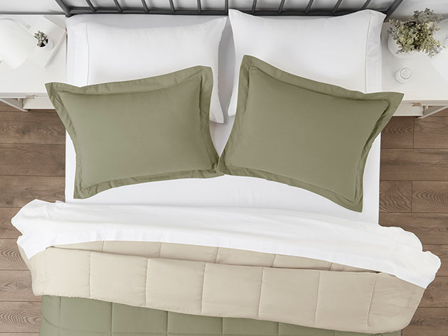 Down Alternative Reversible Comforter Set (Sage & Ivory | Twin/Twin XL)