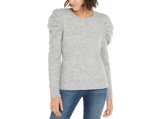 INC International Concepts Women's Puff-Sleeve Sweater Gray Size Large