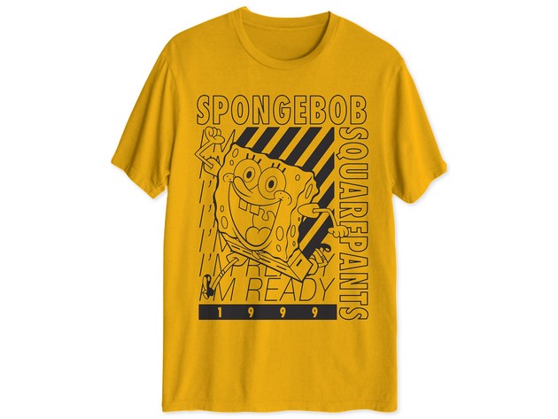 Hybrid Men's Spongebob I'm Ready Graphic T-Shirt Yellow Size Small