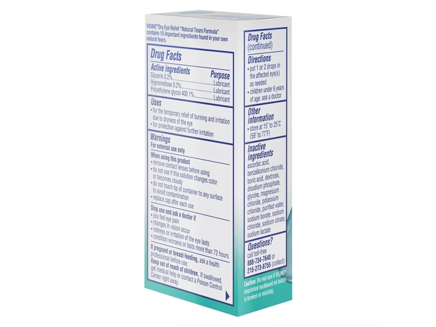 Visine Dry Eye Relief Eye Drops, Moisturizes and Soothes, also Available in Preservative Free Single Use Containers, 0.50 oz