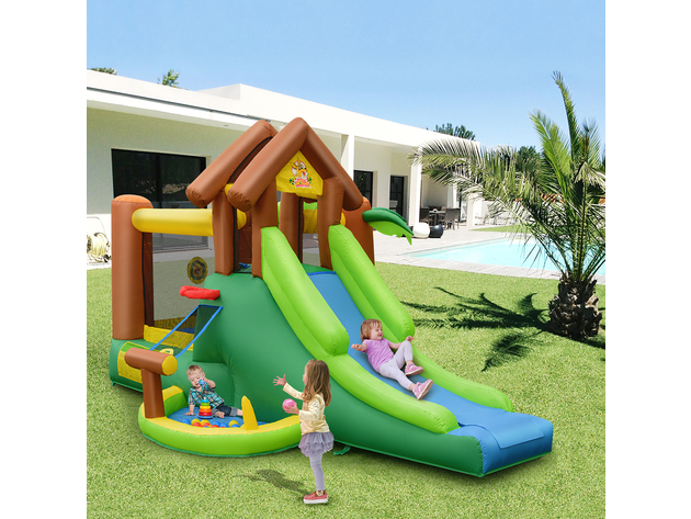 Costway Inflatable Jungle Bounce House Kids Dual Slide Jumping Castle Bouncer