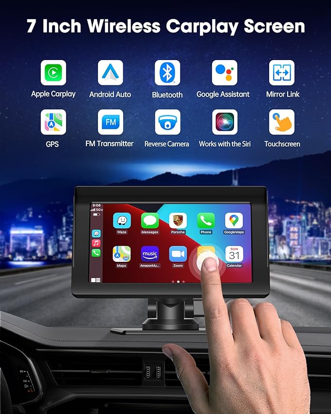 Miroir 5” Apple Carplay & Android Auto Car Stereo with Bluetooth, Voice  Control and Navigation