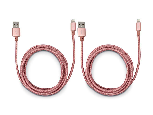 Tech2 5' MFi-Certified Charge & Sync Lightning Cable: 2-Pack (Rose Gold)