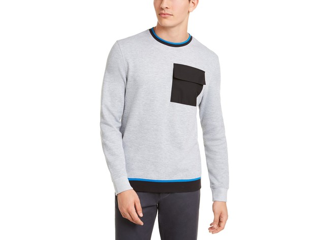 Alfani Men's Utility Pocket Crewneck Sweatshirt Pasgry Size X-Large