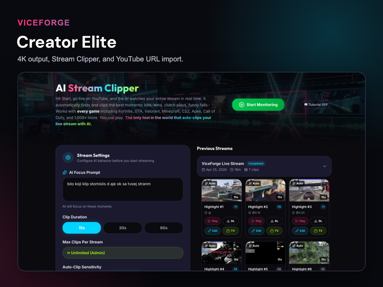 ViceForge Creator Elite Plan: Lifetime Subscription