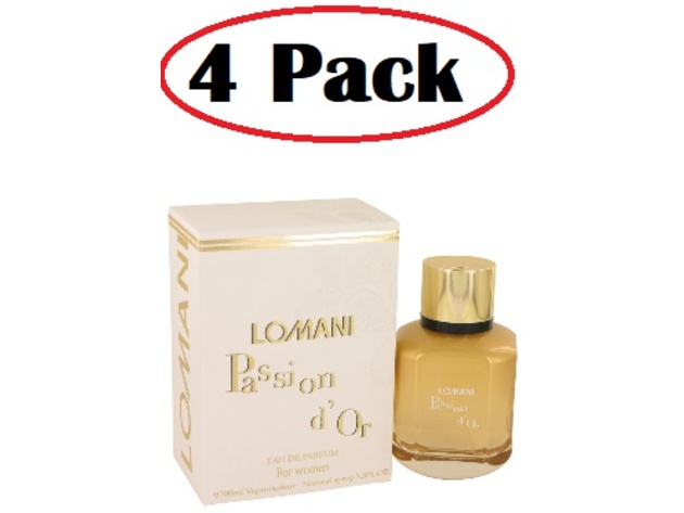 4 Pack of Lomani Passion D'or by Lomani Eau De Parfum Spray 3.3 oz