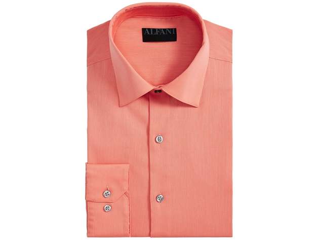 Alfani Men's Big & Tall Bedford Cord Dress Shirt Tangerine Size 20x37-38
