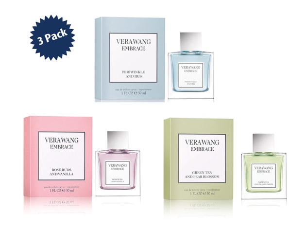 3-PACK Vera Wang Embrace Perfume Bundle Gift Set, Green Tea & Pear Blossom, Rose Buds & Vanilla, Periwinkle & Iris Fragrance Set, Eau de Toilette, 1 oz. each (3 oz.)