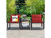 Costway 3 Piece Patio Rattan Furniture Set Rocking Chairs Cushioned Sofa - Burgundy