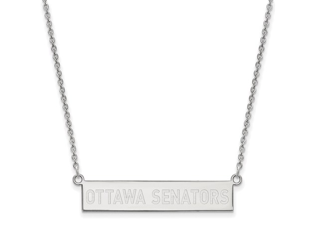 Sterling Silver NHL Ottawa Senators SM Bar Necklace, 18 In