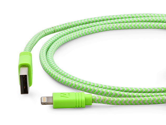 10-Ft Cloth MFi-Certified Lightning Cable: 3-Pack (Green)