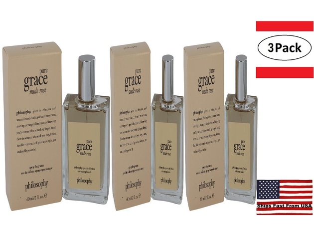 3 Pack Amazing Grace Nude Rose by Philosophy Eau De Toilette Spray 2 oz for Women