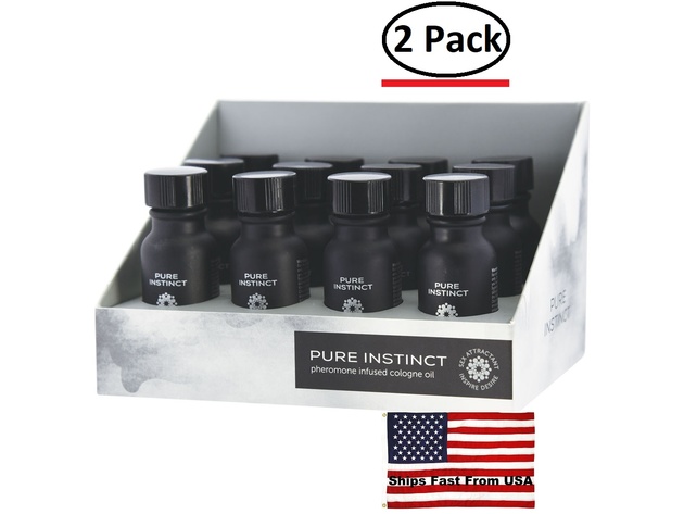 [ 2 Pack ] Pure Instinct Pheromone Cologne Oil for Him 12 Pc Display 15 ml
