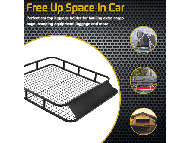 Universal Roof Rack Basket Car Top Luggage Carrier Cargo Holder Travel 48'' x 40'' - Black