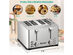 Costway Stainless Steel 4 Slice Toaster Extra-Wide Slot 6 Shade Setting w/ Warming Rack - Silver