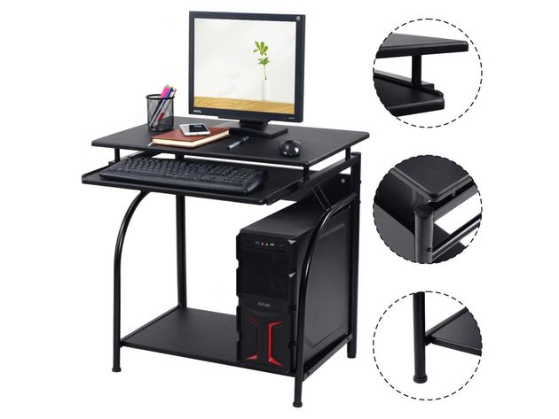 Costway Computer Desk PC Laptop Writing Table Workstation Home Office Study Furniture - Black