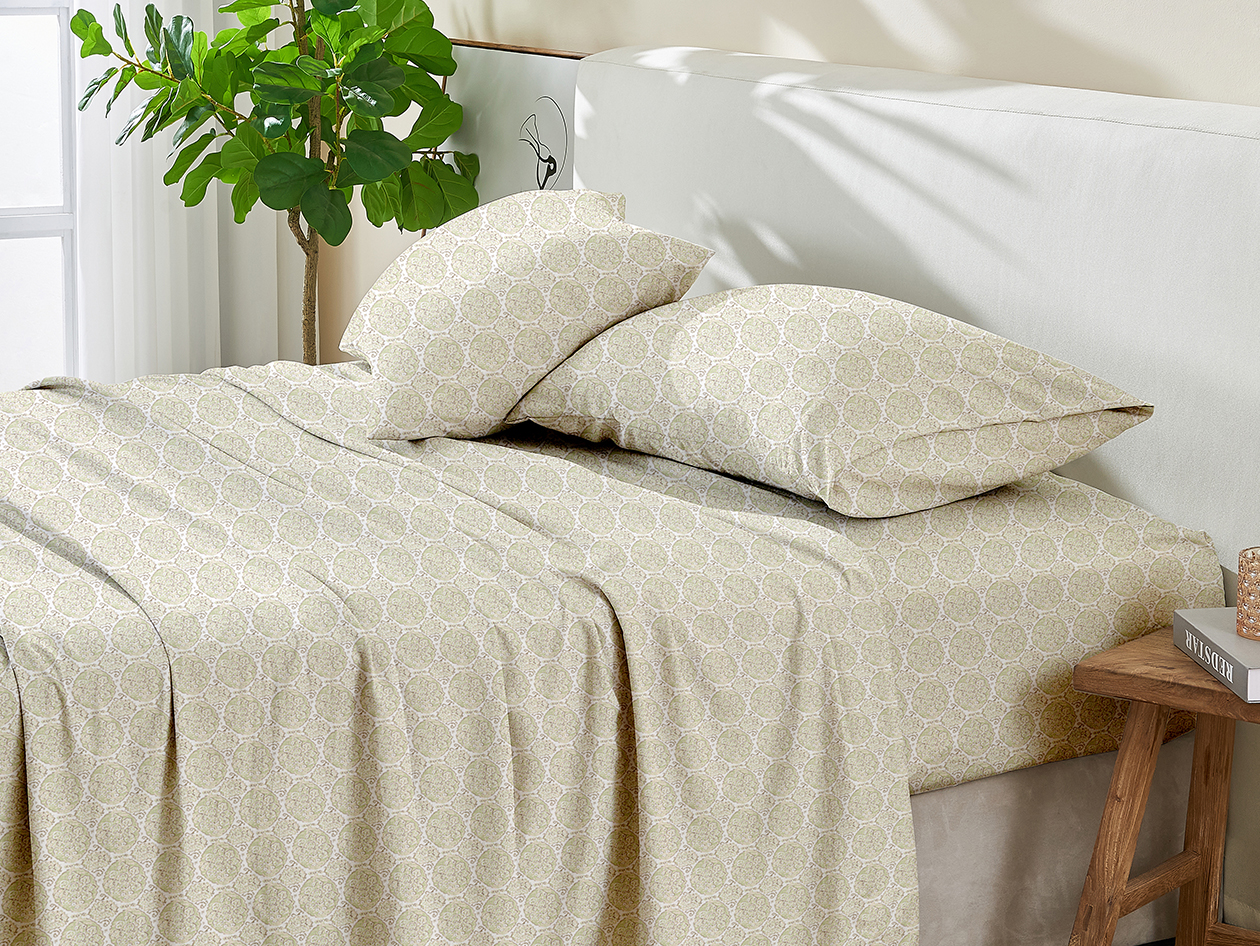 4-Piece Floral Print Microfiber Sheet Set (Grove Green/Queen)
