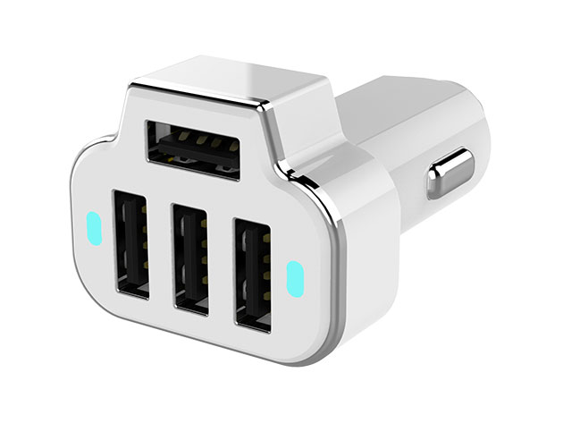 PowerStation 4-Port USB Car Charger (White)