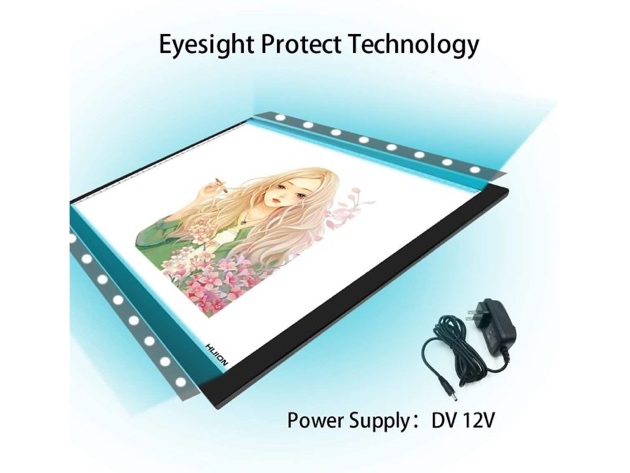 Huion A3 Thin LightBox LED Light Pad, Tracer for Artcraft Tracing - Black Frame (Distressed Box)