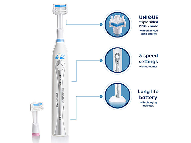 Triple Bristle™ Original Sonic Electric Toothbrush with Tongue Cleaner