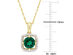4/5 Carat (ctw) Lab Created Emerald Pendant Necklace in 10K Yellow Gold With Diamond 1/10 Carat (ctw) and Chain