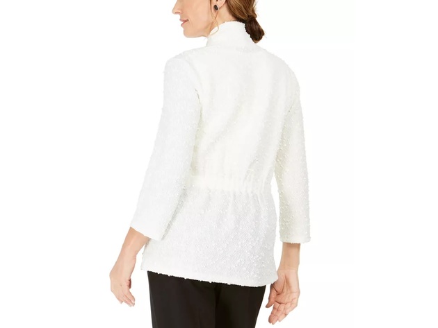 Kasper Women's Petite Textured Sequined Jacket white Size Small