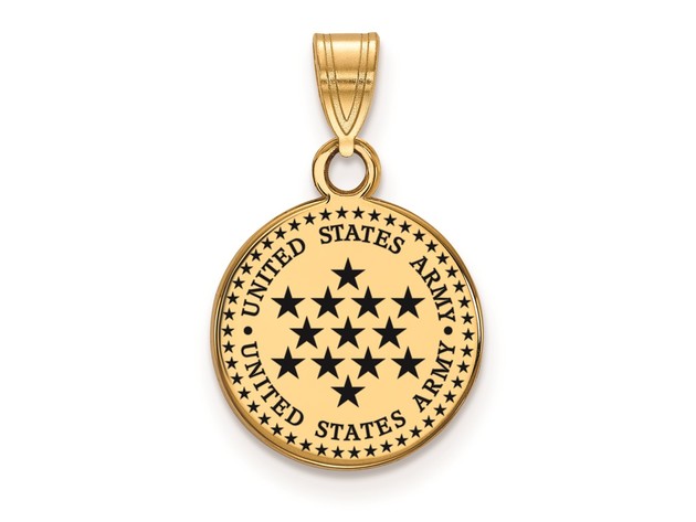 SS 14k Yellow Gold Plated Small U.S. Army Epoxied Disc Pendant