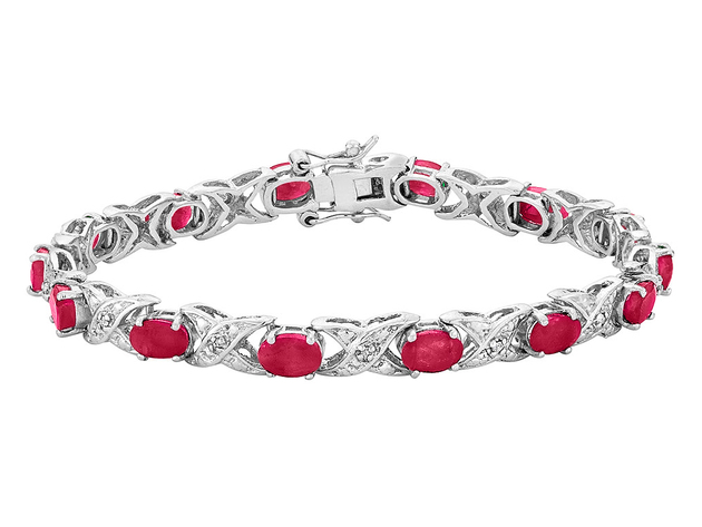 2.90 Carat (ctw) Ruby Bracelet in Sterling Silver