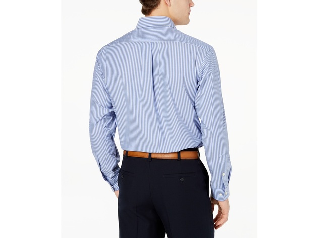 Club Room Men's Performance Wrinkle-Resistant Striped Dress Shirt Blue Size  15.5x32-33 | StackSocial