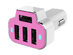 PowerStation 4-Port USB Car Charger (Pink)