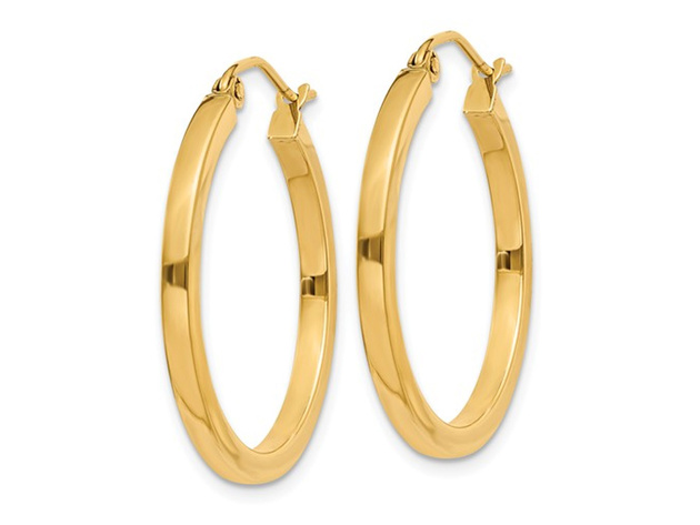 14K Yellow Gold Small Hoop Earrings  3/4 Inch (2.00 mm thick)
