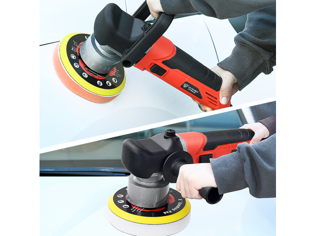 Costway 6'' Electric Dual Action Orbital Polisher Sander Kit w/ 6 Variable Speeds - Red + Black