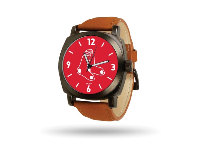 MLB Mens Boston Red Sox Brown Leather Knight Watch