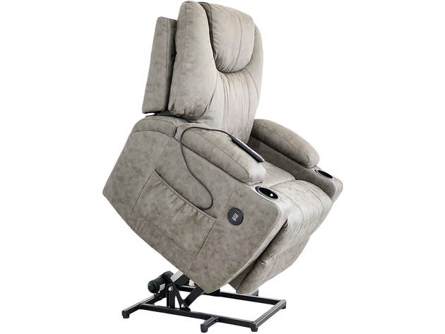 Lifesmart BTL8777AGRP Power Lift Chair with Massage, Heat, and USB - Gray