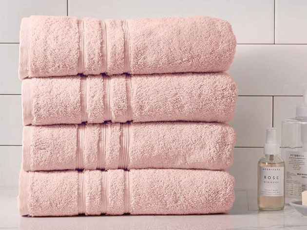 Turkish Cotton 700 GSM Bath Towels: Set of 4 (Blush)