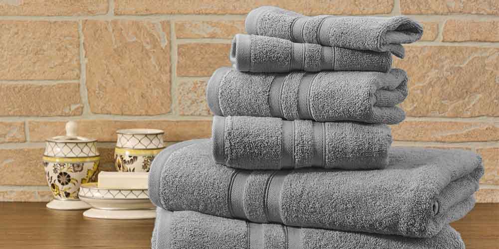 6-Piece Bibb Home 100% Egyptian Cotton Towel Set (Silver)