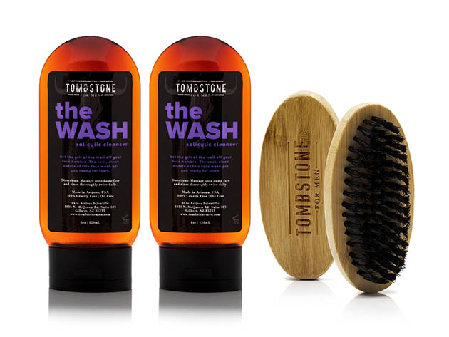 The Wash Vegan Oil-Free Salicylic Cleanser (2-Pack) & The Beard Brush Set
