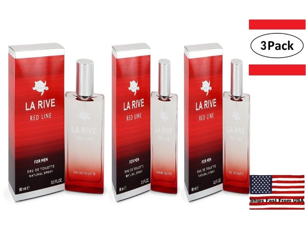 3 Pack La Rive Red Line by La Rive Eau De Toilette Spray 3 oz for Men