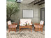 Costway 4 Piece Patio Solid Wood Furniture Set Conversation Coffee Table W/White Cushion 