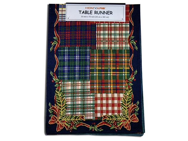 Homvare Christmas Table Full Length Runner for Holiday Dinner, Parties, Home Décor Woven Tapestry 13”x72” - Blue