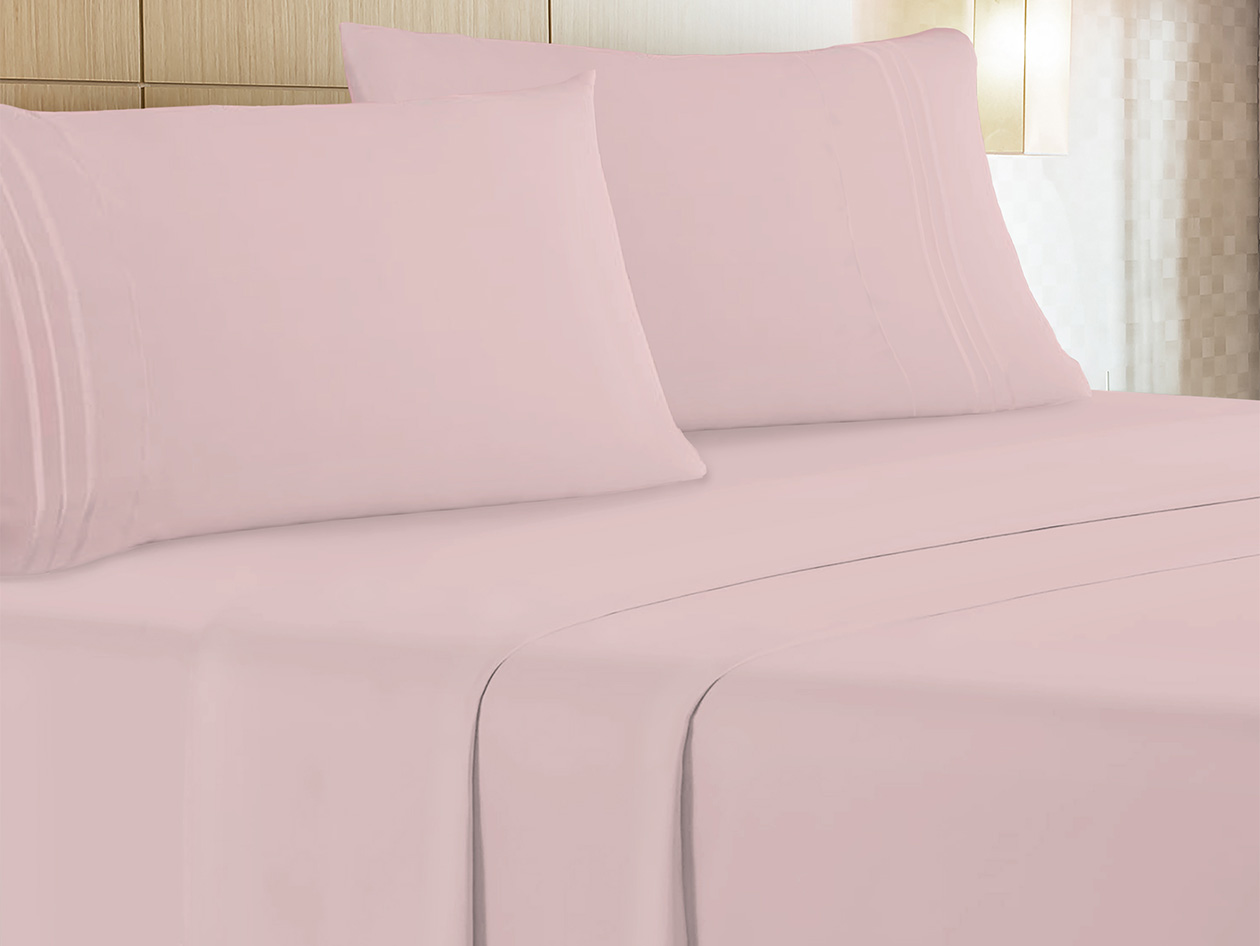 The Luxe 4-Piece Microfiber Bed Sheet Set (Pink/Queen)