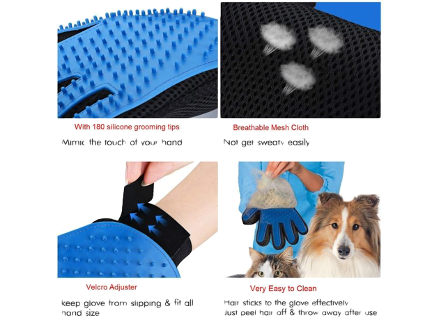 Homvare Pet Grooming Glove Hair Remover Brush Pet Brushes Massage Brush/ Comb-Gentle Deshedding Perfect Cats & Dogs