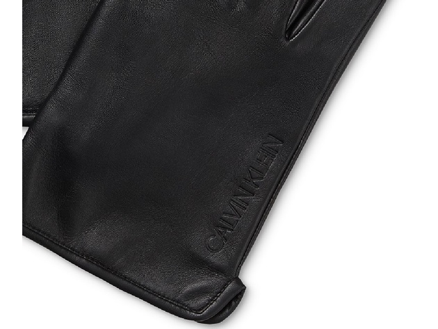Calvin Klein Men's Classic Leather Fleece-Lined Touchscreen Gloves Size Large